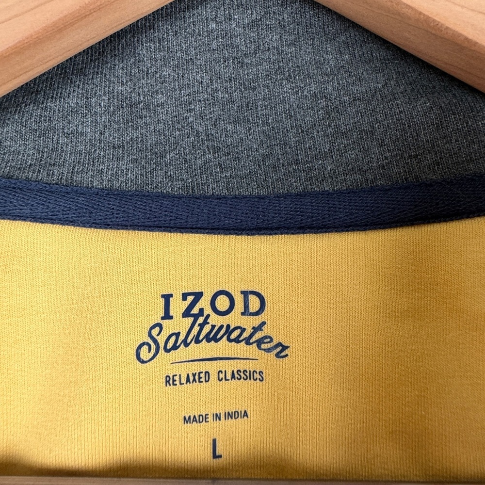 Izod Saltwater Mens Colorblock Yellow Navy 45FK112700 Large - Picture 3 of 8